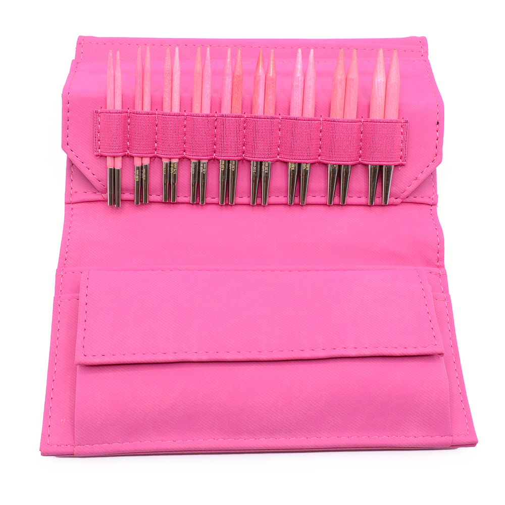 10 paia di ferri doppia punta da 3,75 mm a 10 mm con tubo in gomma ferri rotondi per lavori a maglia Coopay Kit di aghi circolari intercambiabili con custodia in pelle rosa 