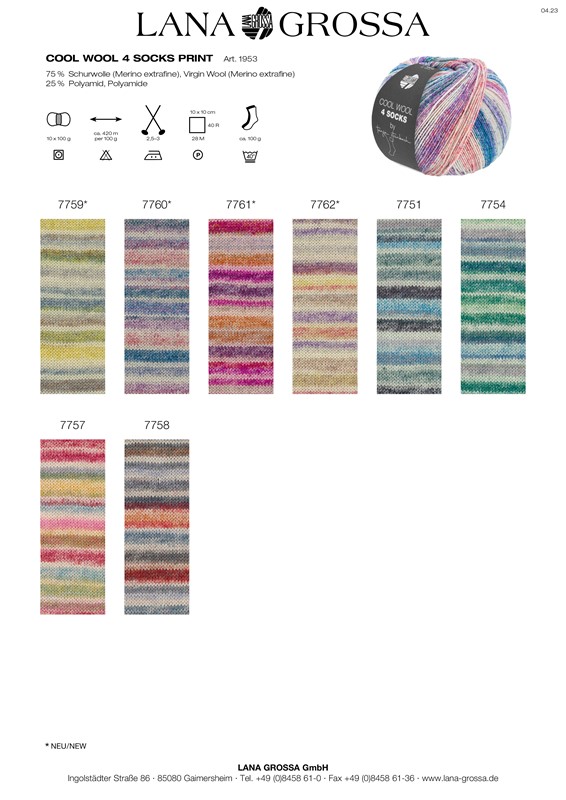 COOL WOOL 4 SOCKS PRINT - LANA GROSSA